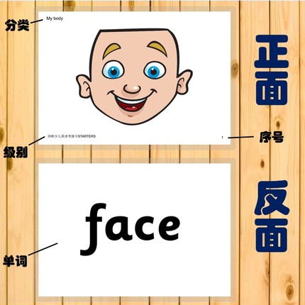 剑桥少儿英语starters,movers,flyers yle考级双面单词闪卡塑封