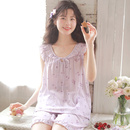 眠岛 无袖 夏季 家居服套装 竹纤维睡衣女甜美少女可外穿大码 薄款