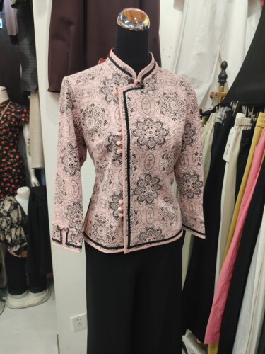 博玺华服秋冬季新款弹力长袖上衣中式改良短旗袍复古风外套妈妈装
