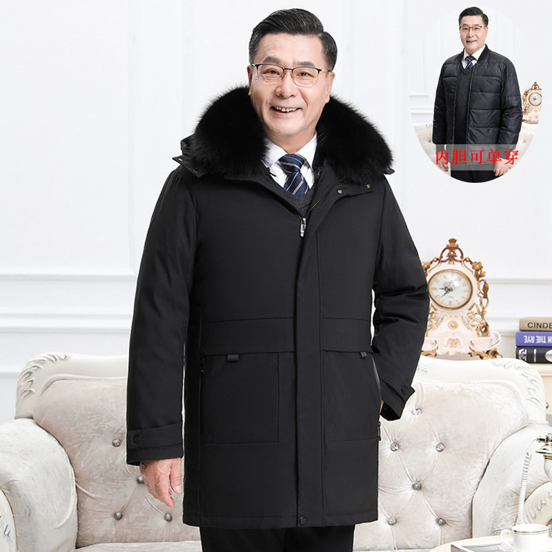 鑫银雪人活里活面中长款羽绒服男