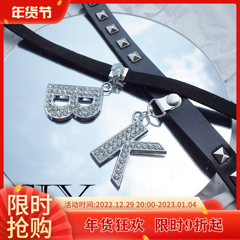 【six】断头组风格颈饰 k妹 安博林 choker 镶锆 铆钉
