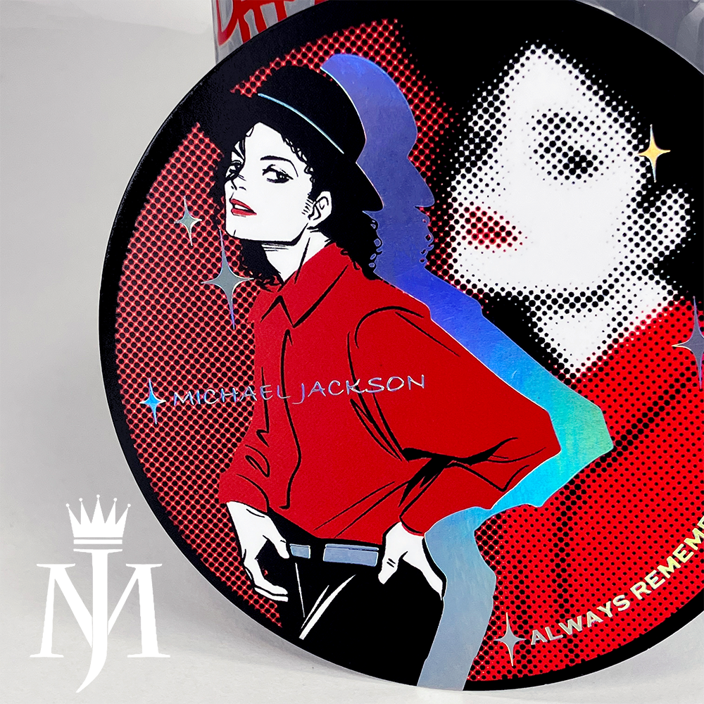 【MJ】迈克尔杰克逊 同人银灰镭射透明水杯 镭射银对裱杯垫