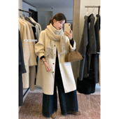 Y.JIA 伊嘉气质翻领百搭单排扣羊毛大衣女秋冬中长款 双面毛呢外套