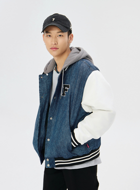 Fun商场同款时尚牛仔宽松版棉服FMW64302L