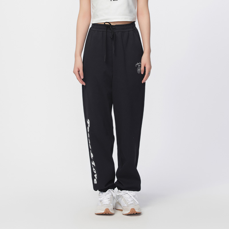 Fun潮牌休闲长裤女春夏新款百搭松紧腰束脚裤街头运动针织长裤