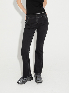 Fun2025春夏线下商场同款纯欲高腰丰胯微喇瑜伽牛仔长裤FMK951A2B