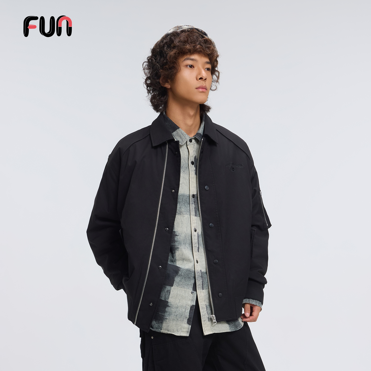 Fun休闲棉服男2025秋冬季商场同款时尚宽松棉衣翻领夹克版外套