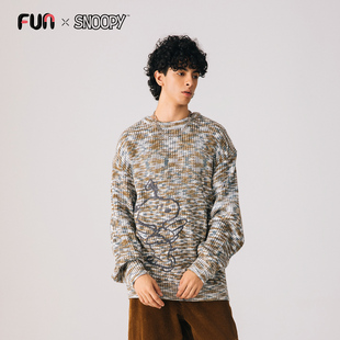 Fun圆领毛衣情侣款2025年冬季新款史努比联名卡通动漫保暖针织衫