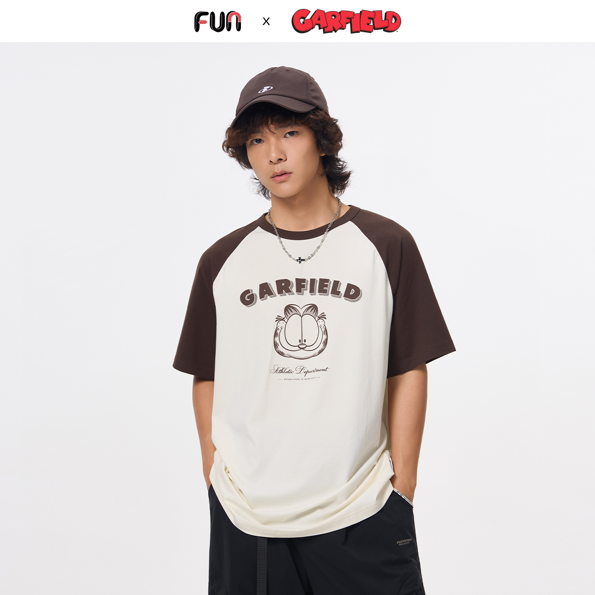Fun潮牌短袖t恤2025夏季加菲猫联名款时尚百搭休闲男女同款上衣