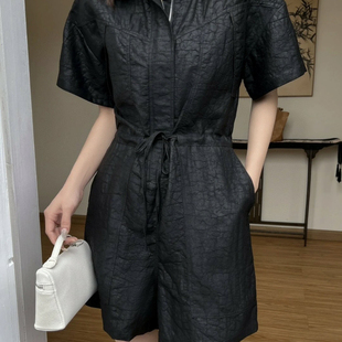 一起上新23姆米桑蚕丝龟裂纹香云纱松弛感抽绳短袖 77S701 连体裤