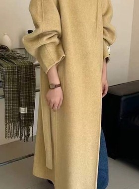 木一一起百搭立领一粒扣宽松羊毛外套(配腰绳)（含100羊毛）28899