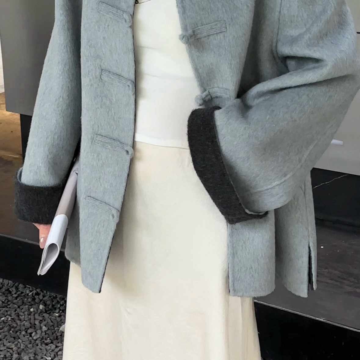 一冬新品早冬新品大A版国风一手长大衣羊毛外套(含100羊毛)F8602