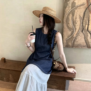 季热卖款甜飒与休闲兼备畅享单宁美Vintage牛仔连衣裙(配小包包)