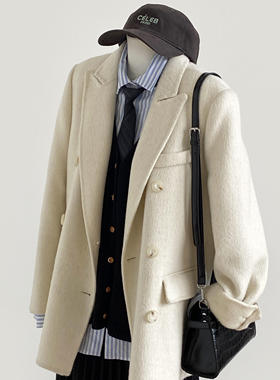 一起装外套气质时尚复古毛呢大衣羊毛外套（含100澳毛）25HTQ7698