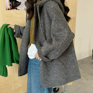 含90澳毛 羊毛外套 8795 休闲减龄百搭款 一起子定制面料帽子款