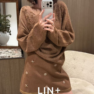 CY916 含31.3羊驼毛 一起早春镂空提花纯欲法式 优雅叠穿针织衫