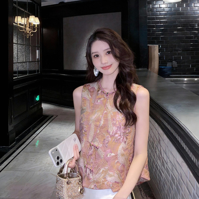 一起26年早春新中式无袖盘扣时尚刺绣显瘦马甲(不含配件)XMS7275