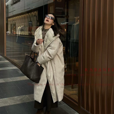 一起冬上新法式极简风连帽长款保暖羽绒服外套AE0325