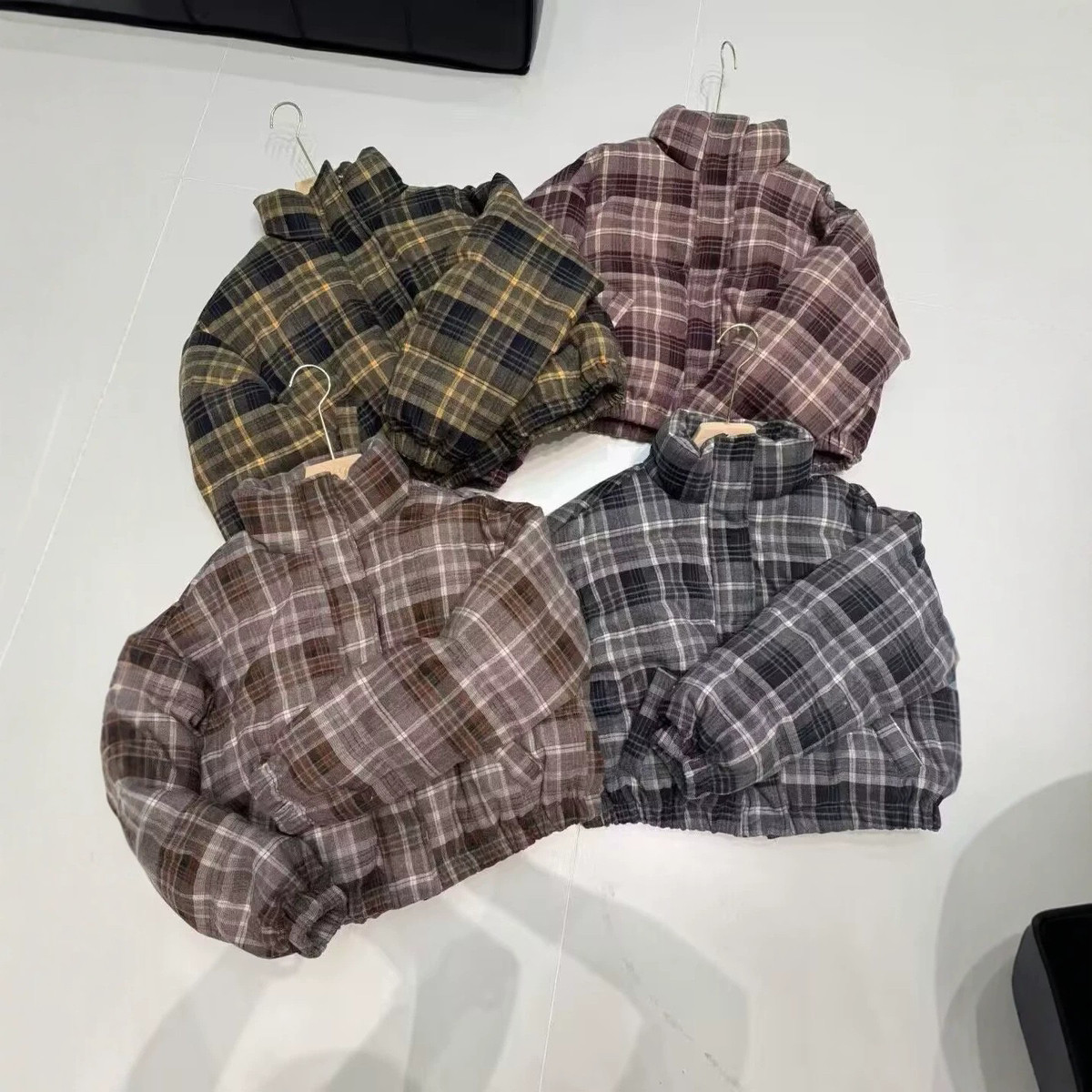 格纹羽绒服女冬小个子加厚保暖白鸭绒面包服保暖羽绒服外套26104