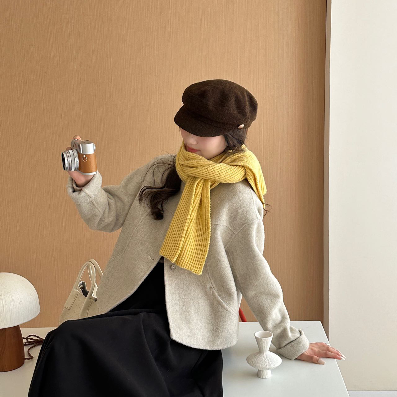 一起设计简约小香风双面宽松百搭羊毛外套（含100澳毛）MJ361299