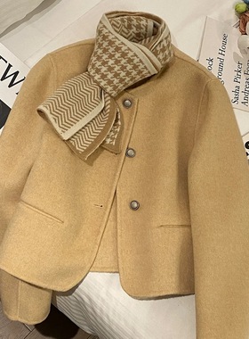 一起新款黄色显瘦小个子羊毛呢子羊毛外套（含100澳毛）2565741NN