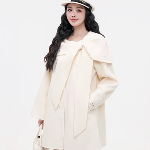 25788 含7.8羊驼毛 一起小香风双面羊毛大衣中长款 羊毛外套