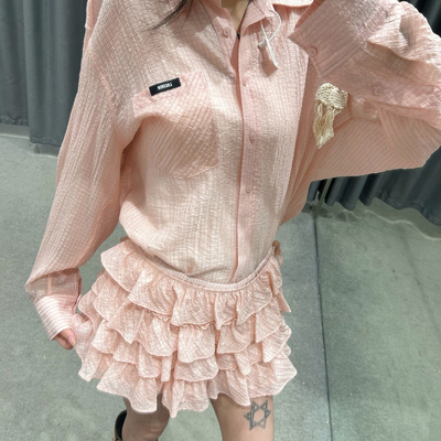 一一起辣妹层叠荷叶边蓬蓬短裙半身裙(配短裤)(不含上衣)Q596