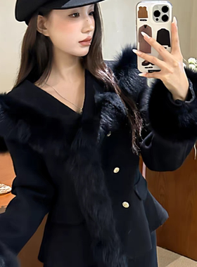 一起小众设计毛外套(配可拆真狐狸袖毛)（含100澳毛）L-SKLN77450