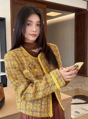 一起秋上新气质小香风百搭短外套(不配胸针)YS1-29027