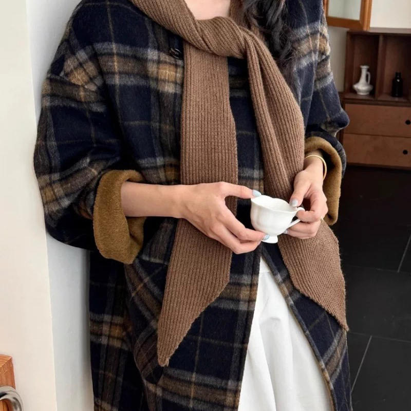 一起风休闲宽松羊毛外套(配可拆卸针织围巾帽)（含100澳毛）8076