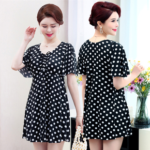 遮肚显瘦泡温泉中老年短袖 大码 裙式 保守分体平角裤 妈妈泳衣女时尚