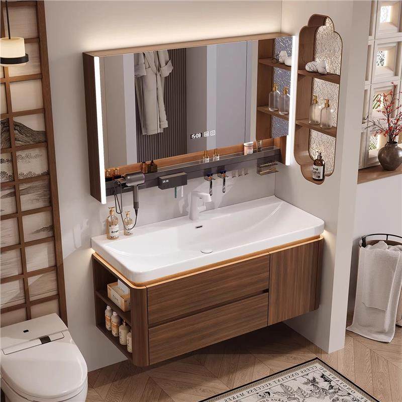莫顿中古风海洋陶瓷一体盆浴室柜组合卫生间柜胡桃木洗手洗漱台,家装主材,浴室柜组合,淘宝优惠券,粉丝福利购,淘宝优惠卷