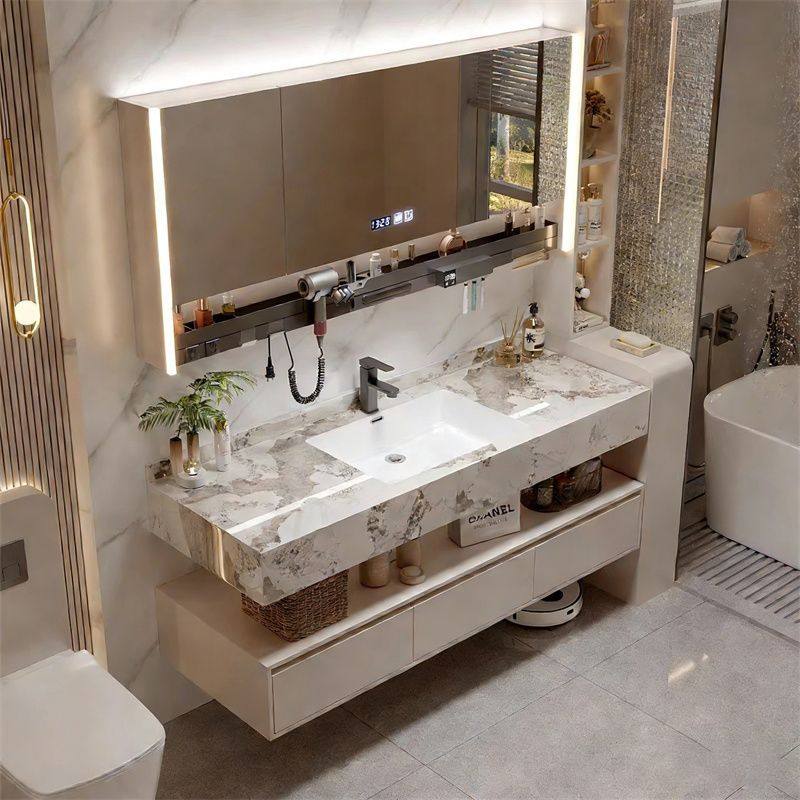 莫顿岩板陶瓷无缝一体盆卫生间洗漱台洗脸盆法式奶油风浴室柜组合,家装主材,浴室柜组合,淘宝优惠券,粉丝福利购,淘宝优惠卷