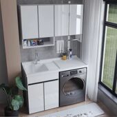 莫顿太空铝阳台洗衣机柜组合定制洗衣槽池台带搓板一体洗衣柜伴侣