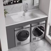 莫顿阳台洗衣机一体柜组合双洗衣机烘干机蜂窝铝机上盆定制带搓板