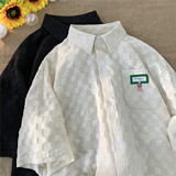 华夫格短袖衬衫男夏季宽松ins衬衫XZ221-2-C003-P55，男装T恤，星座218