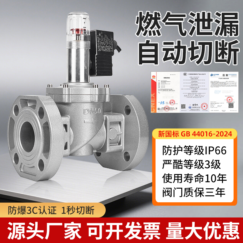 工业商用燃气报警器自动切断阀电磁式煤气液化气天然气泄漏探测器