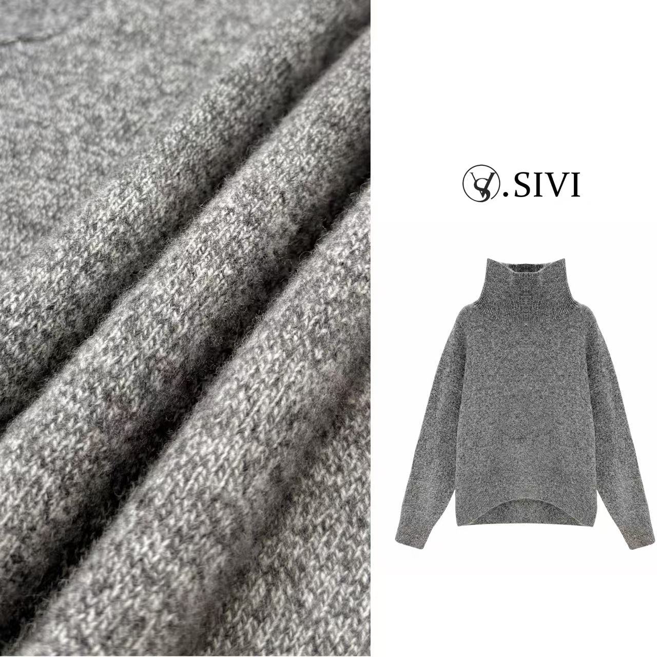 熙薇【织间绒云】2025秋冬新款超柔亲肤保暖澳毛绒立领毛衣H5941