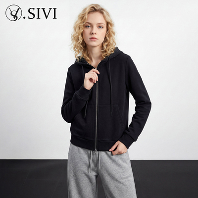 熙薇【慵懒有仪】2025冬季新款时尚休闲双面绒保暖帽衫H6652