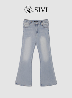 熙薇【蓝调星芒】2026新款重工满钻休闲微喇牛仔裤M1001