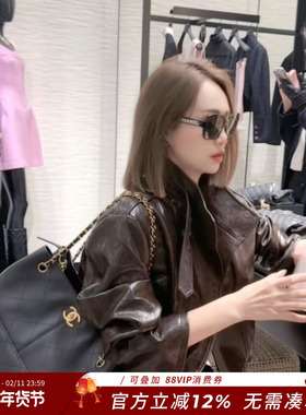 熙薇【山野柔风】2025早秋新款时尚百搭复古气质皮衣外套H3936