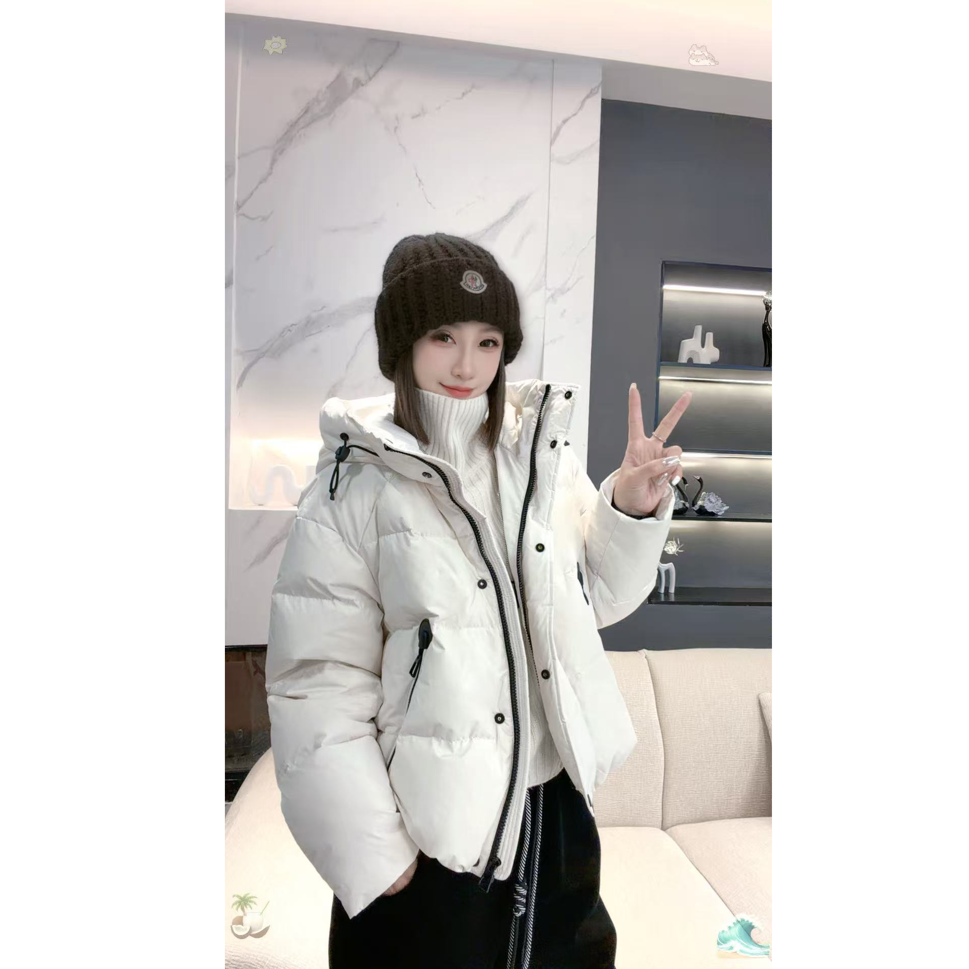 熙薇【暖绒锋范】2025秋冬新款简约时尚连帽羽绒服外套H6191