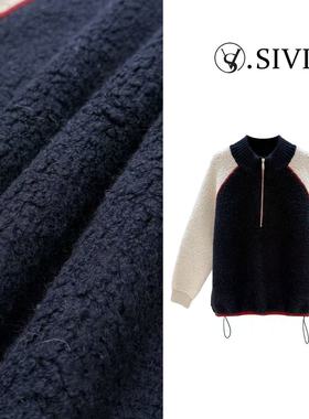 熙薇【深蓝幻梦】2025冬季新款休闲百搭时尚半拉链毛衣H6561