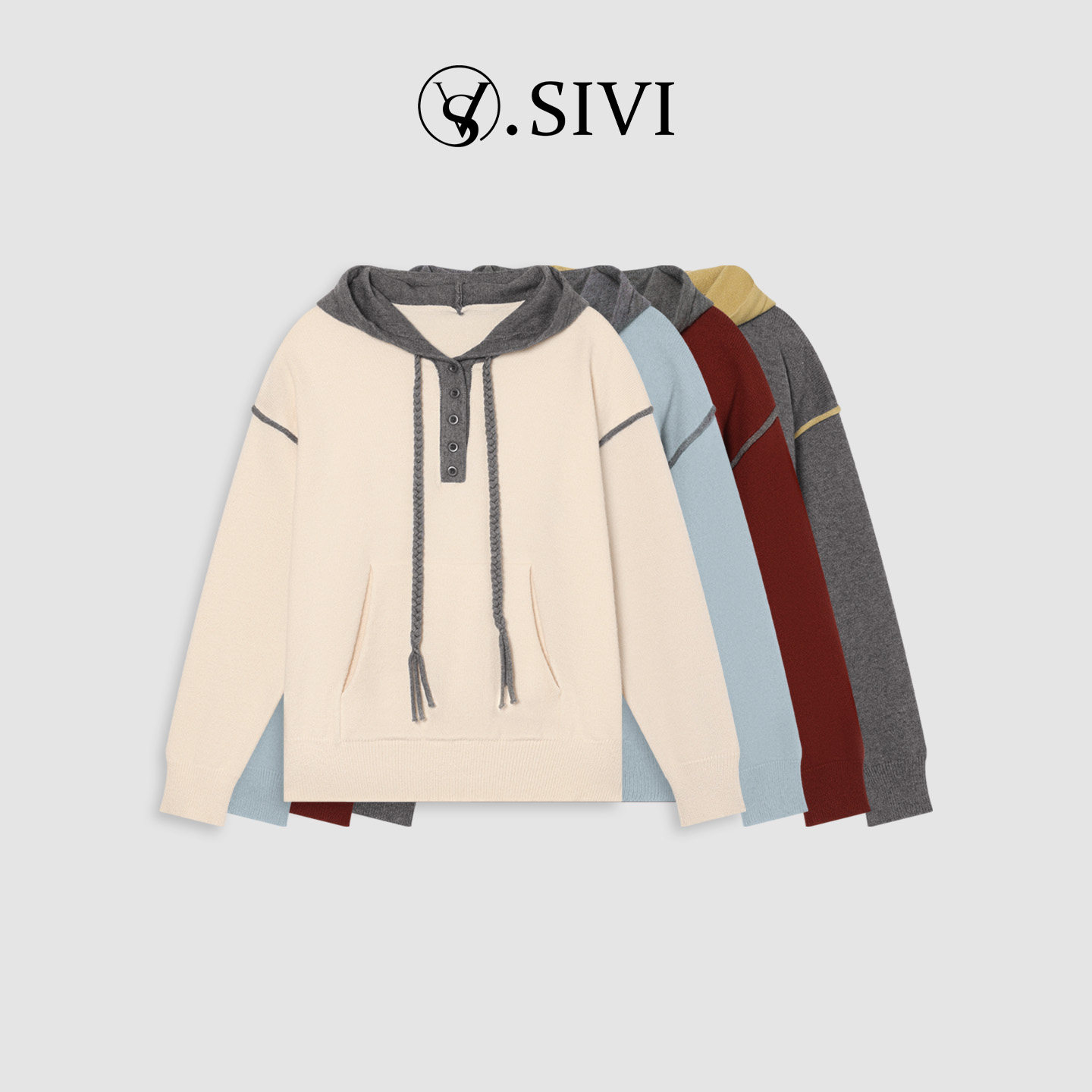 熙薇【灰调序曲】2025秋季新款时尚休闲百搭连帽毛衣上衣H5762,女装/女士精品,大码呢大衣,淘宝优惠券,粉丝福利购,淘宝优惠卷