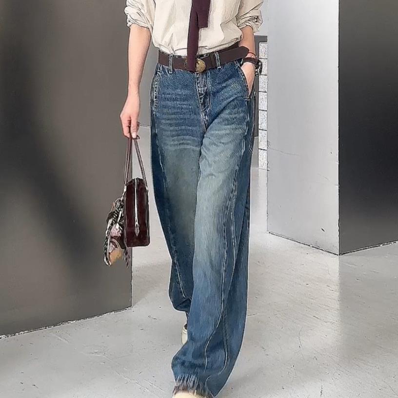 熙薇sivi 2025早秋新款宽松显瘦时尚简约休闲潮流直筒牛仔裤L5157