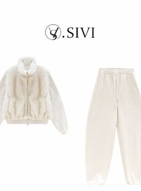 熙薇【一色漫叙】 2025冬季新款设计师时尚气质毛绒套装H7097