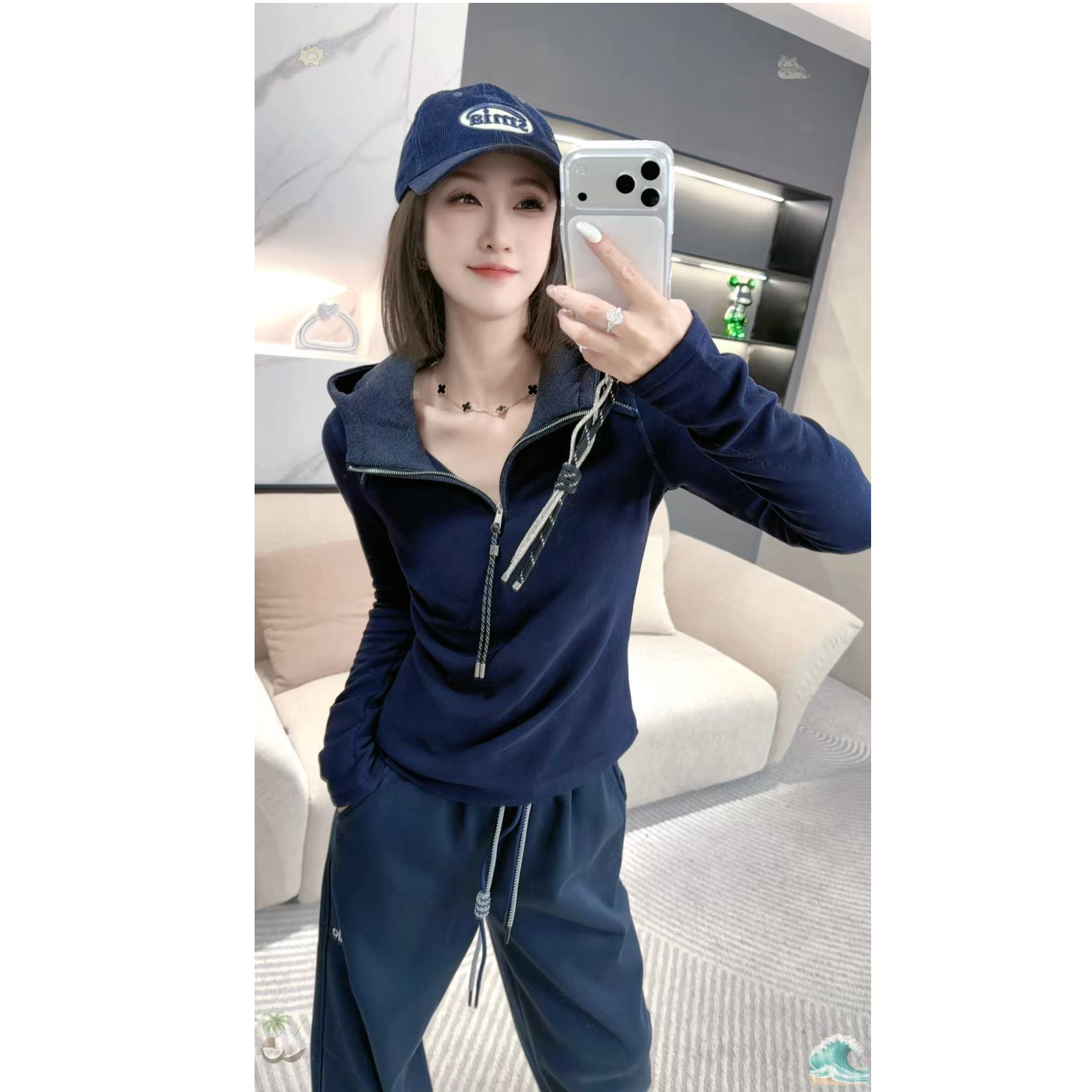 熙薇SIVI【自由玩家】2025新款时尚显瘦修身双绒保暖帽衫H6165