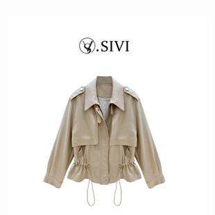 卡其晚风 风短款 2026春季 抽绳工装 风衣外套M2520 新款 熙薇