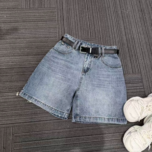 休闲设计师牛仔四分短裤 熙薇 新款 2026春季 M2621 旧蓝随性
