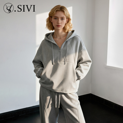 【熙薇SIVI】2025秋冬新款韩版时尚加绒连帽大版卫衣H5866